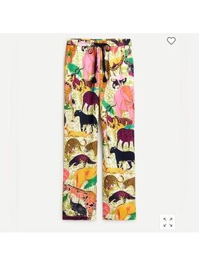 J. Crew Animal Print Wide-Leg Pants in Pink, Green, Yellow, Black